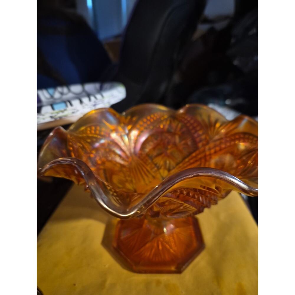 Vintage Imperial Glass Marigold Carnival Glass Compote featuring The...
